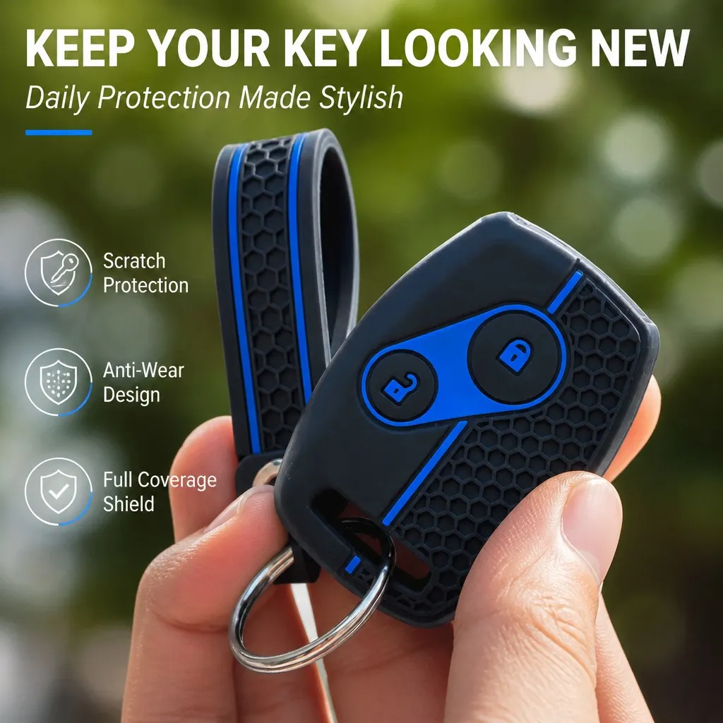 Key Shell Cover for Honda Accord Civic FRV Jazz CRV SRV Gr8 150 with Keychain Anti-Scratch Shockproof Soft Grip Button Friendly