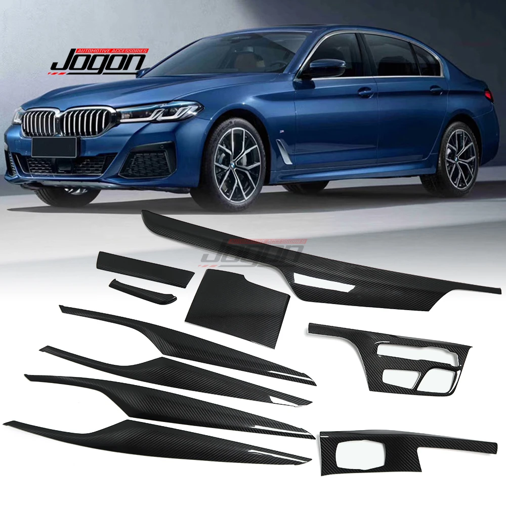 Real Carbon Fiber Car Interior Center Console Dashboard Gear Shift Door Panel Cover Moulding Trim For BMW 5 Series G30 2018-2021