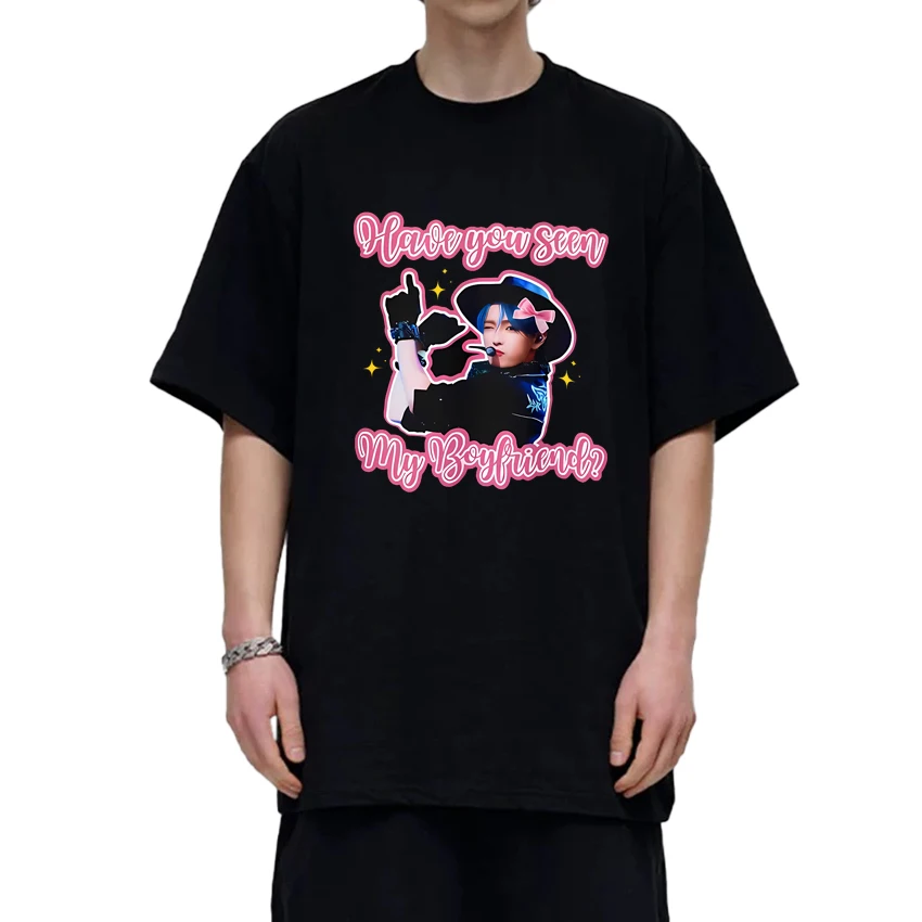 2025 Korea Ateez Hongjoong Cowboy Boyfriend Graphic T shirt Men Women Fashion Y2k short sleeve T-shirts Unisex 100% Cotton Tops