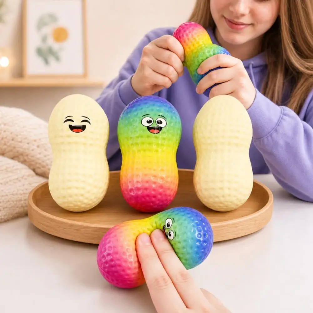 Good Luck Peanut PU Squishy Toy, Mud Texture Slow Rising Finger-Sticking Decompression Fidget for Adults Random1pcs