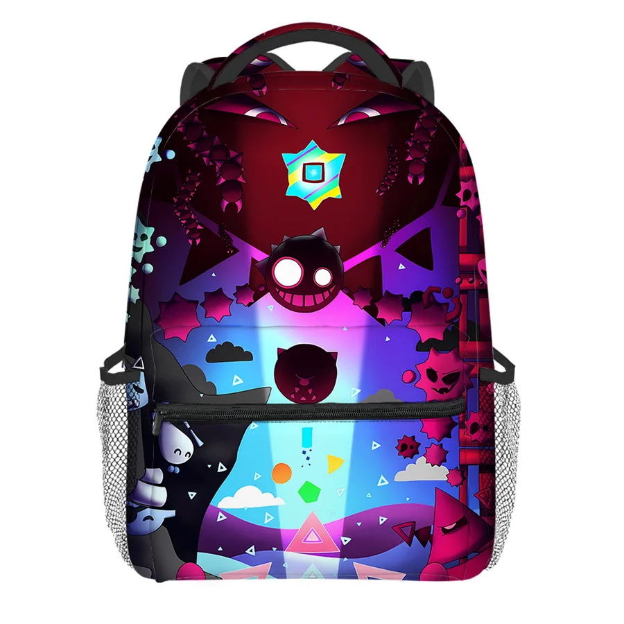 

Trendy Popular Funny Geometry Dash student Bookbag Notebook Backpacks 3D Print Oxford Waterproof Boys/Girls Travel Backpacks