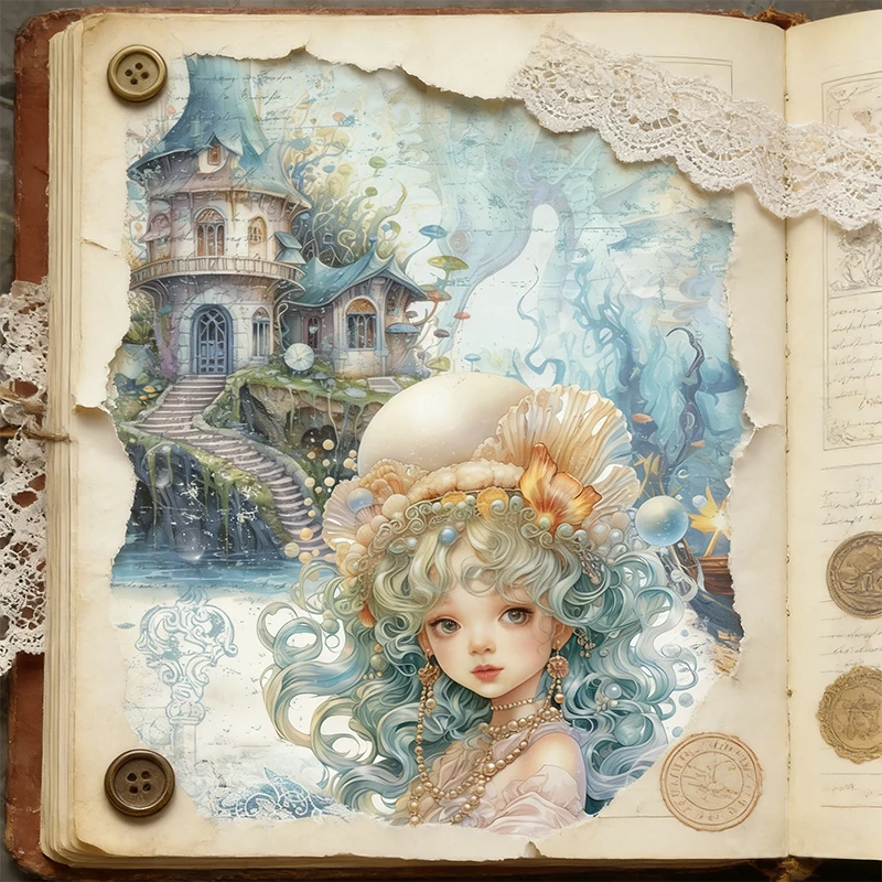 Rice Paper Original Design The Little Mermaid Retro Scrapbooking Decoration Papers DIY 2026 Vintage Junk Journal Crafts view 4