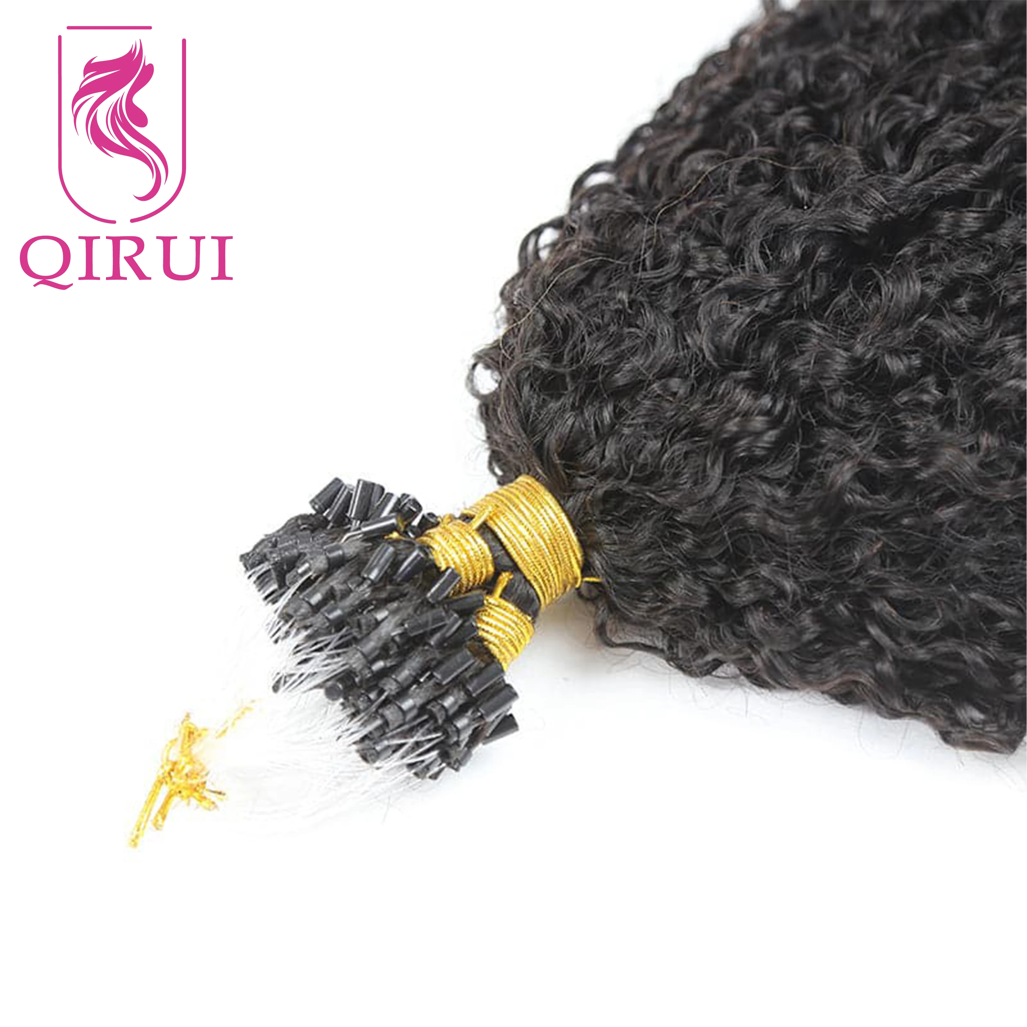 Microlink Curly Human Hair Extensions For Black Women Burmese Micro Loop Ring Human Hair Extensions Kinky Curly