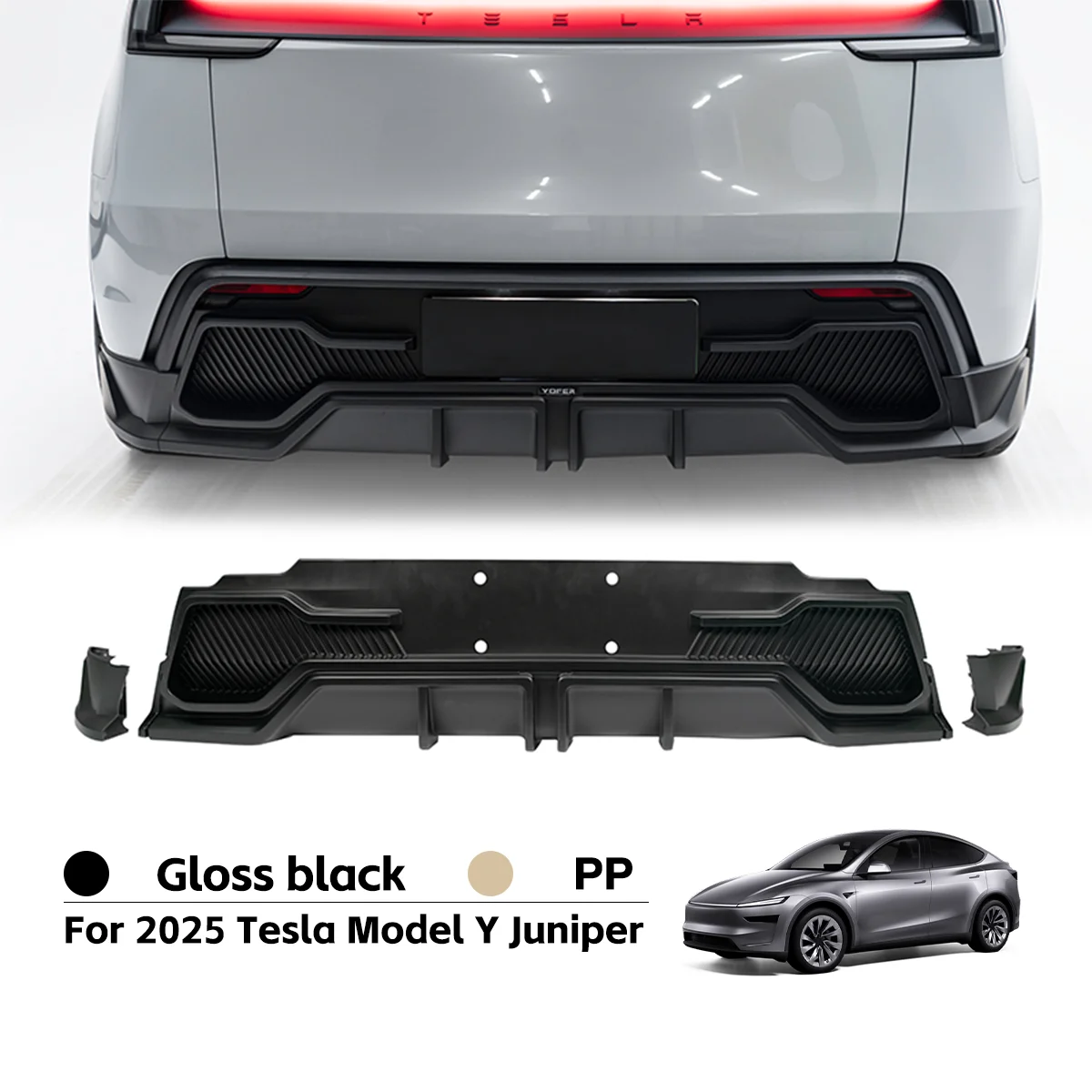2025年式テスラ モデルY ジュニパー フロントバンパースプリッター