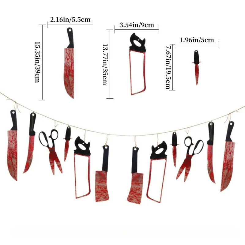 Halloween Party Horror Atmosphere Decoration Haunted House Trick Props Rotten Broken Hands and Feet Latte Blood Knife String