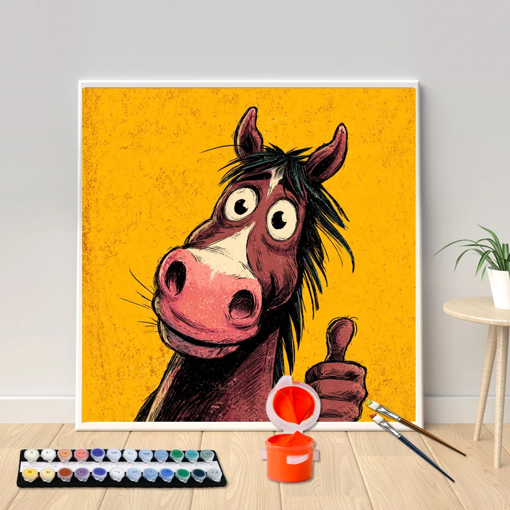 Painting By Numbers acrylic painting square canvas set The horse that gave you a thumbs-up DIY hand-painted home decoration