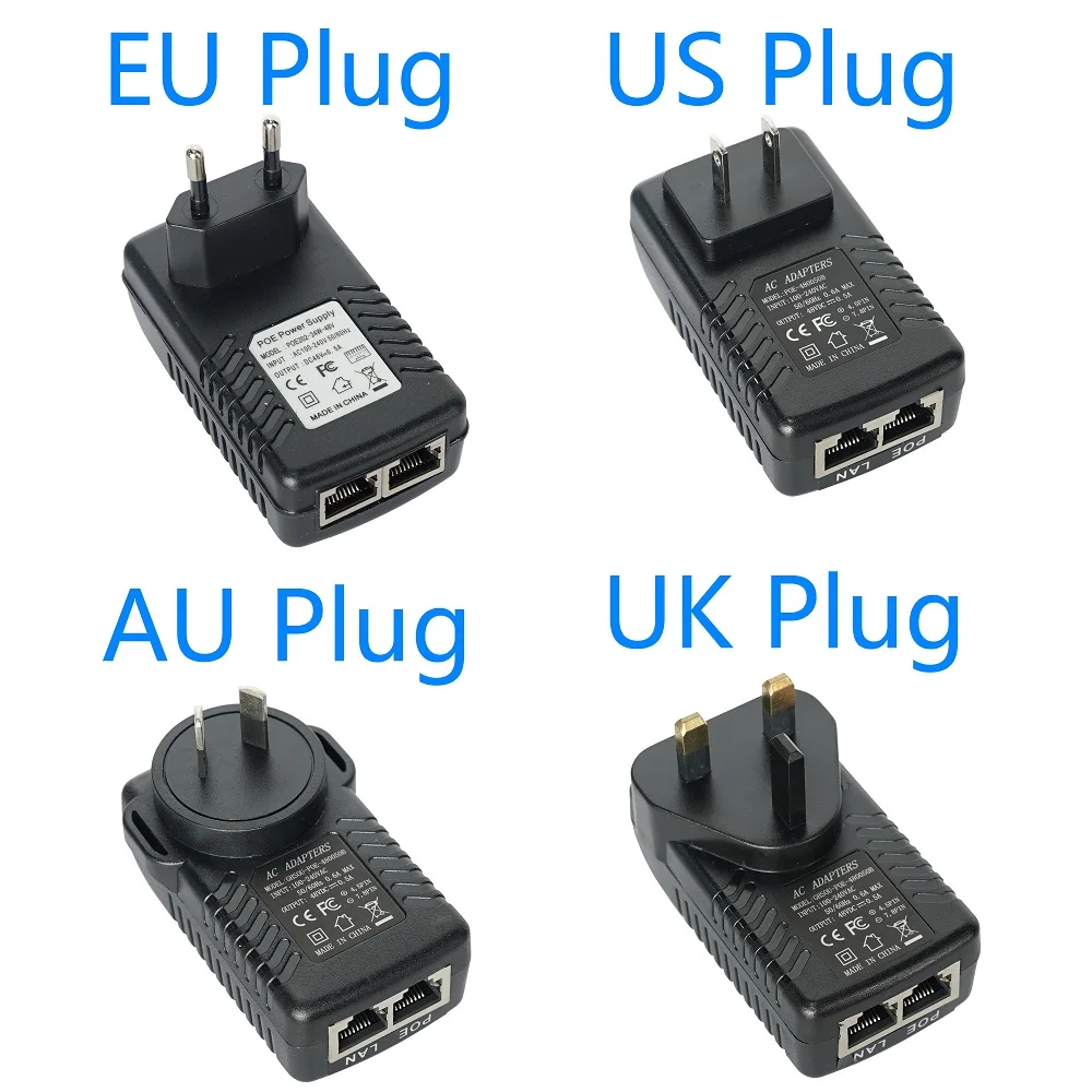 

IEEE802.3af POE power adapter,Input AC 100-240V, Output DC48V 0.5A for HIKVISION Dahua Video Intercom IP camera