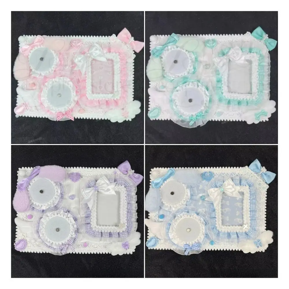 Lace Trim Ita Badge Display Board Fluffy Bunny Decor Transparent Pockets Ita Bag Insert Fabric Ribbon Accents