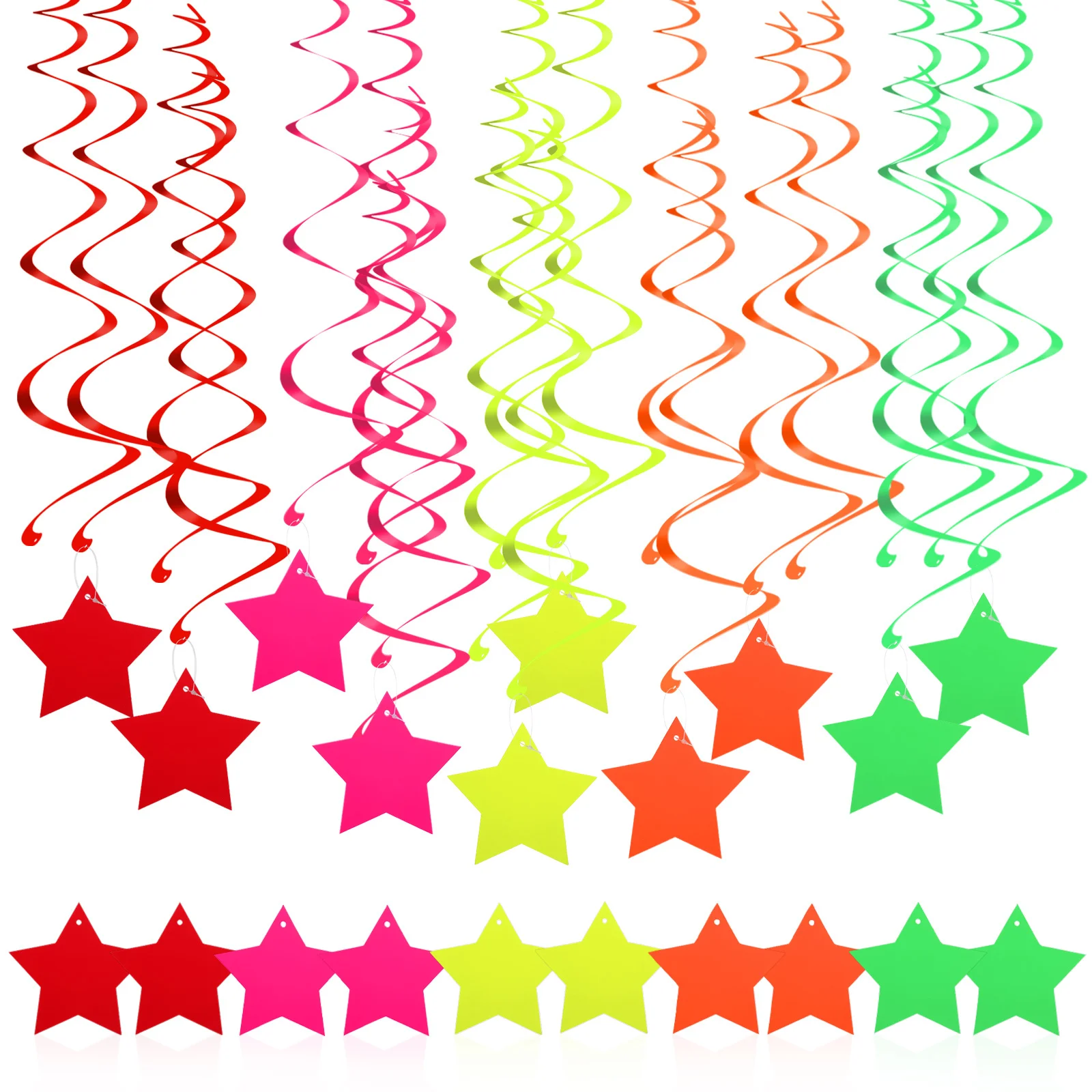 

1Set Birthday Streamers Neon Hanging Swirls Party Decorations Colorful Neon Swirls Ceiling Hanging Birthday Decor