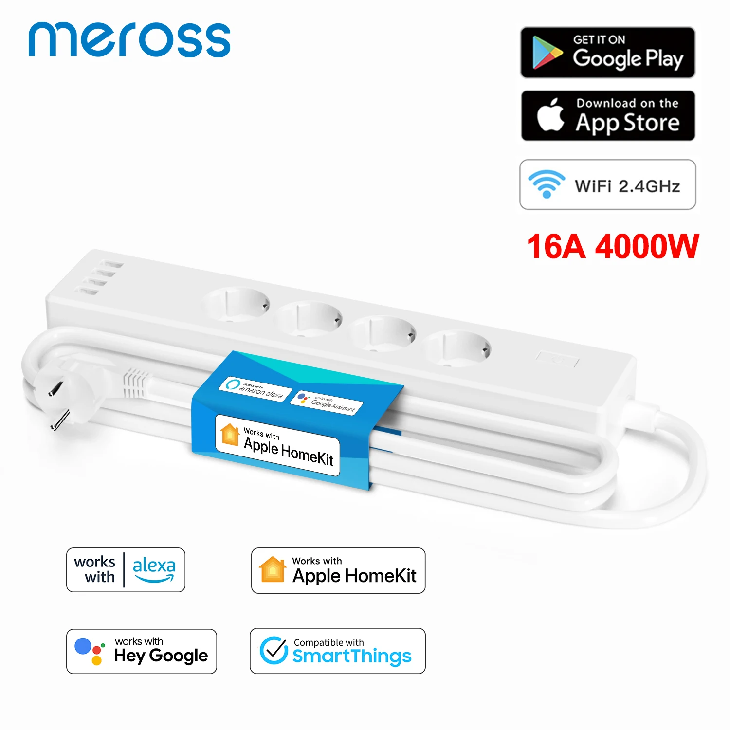 

Meross Smart Power Strip WiFi Surge Protector EU/FR/UK/US/JP Plug Socket Extension Support HomeKit Siri Alexa Google Assistant