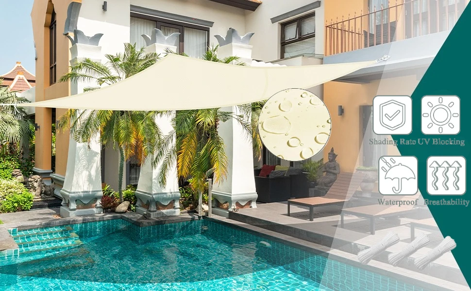 Wasserdichtes Dreieckiges Sonnensegel 2/2,5/3/3,6/5/7M Überdachung Robuster Schattenwerfer Outdoor-Sonnenschutz Markise für Terrasse und Pool – Detail 1