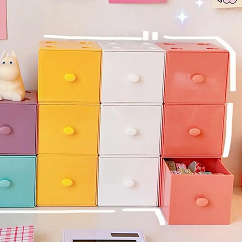 Stackable Cube Storage Macaron Color Stationery Storage Box Free Combination Building Block Storage Box For Cosmetic