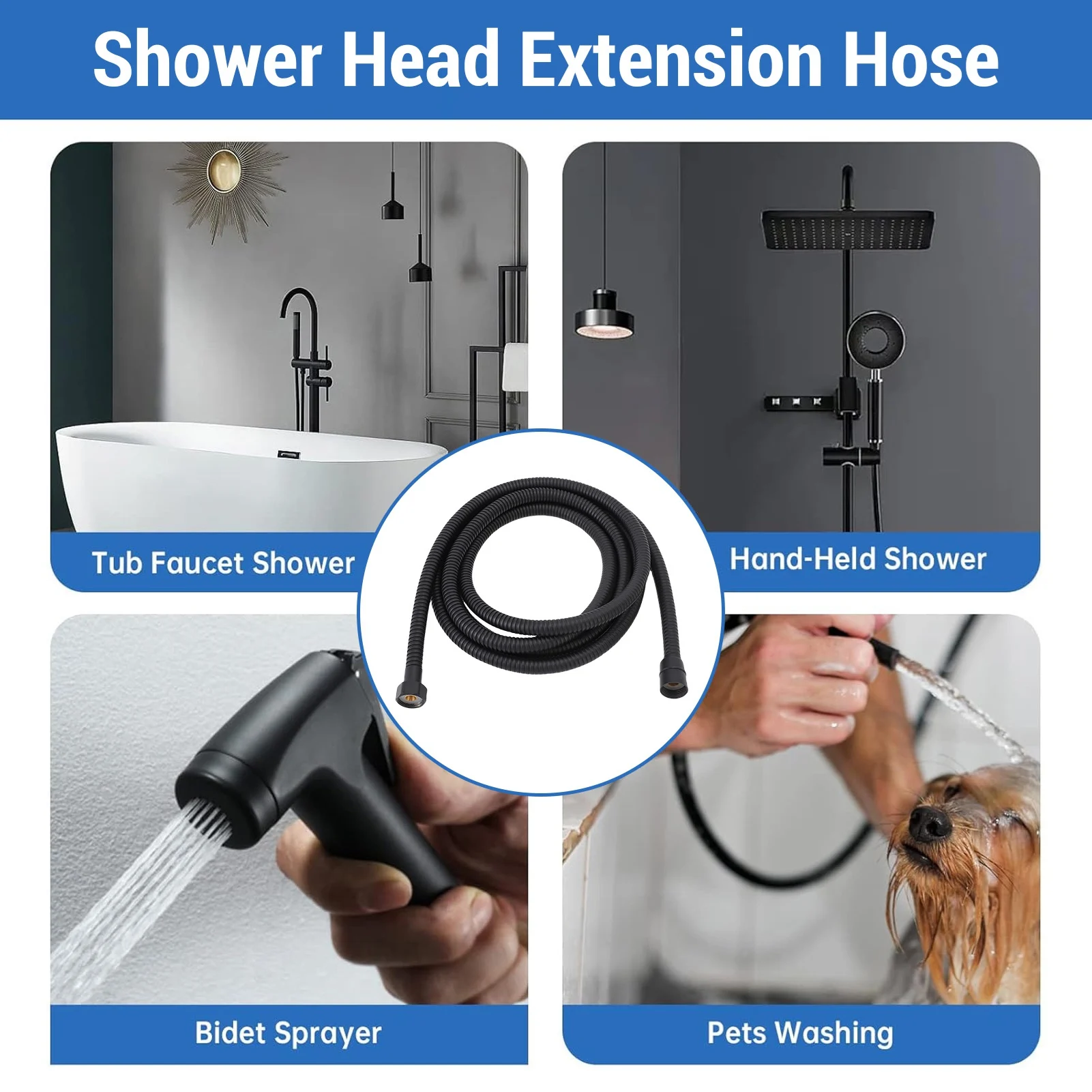 Shower Hose Extra Long 3meter Shower Head Extension Hose Flexible Handheld Water Saving for Sprayer Black view 5