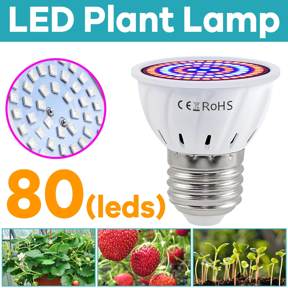 

E27 Full Spectrum LED Grow Light Sunlike Phytolamp Bulb for Plants Growth Light Bulb Greenhouse Tent Hydroponic Growing Lamp