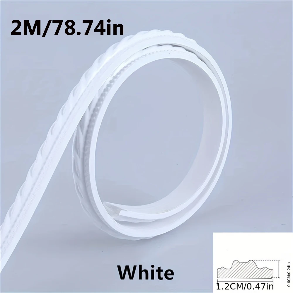12mm*6mm PVC Self-adhesive Line Trim 2M Length Faux Embossed Photo Frame Border Soft Line Imitation Gypsum Mirror Frame