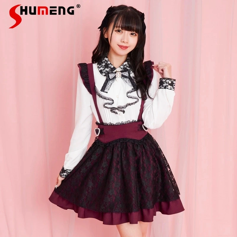 

SC Summer Cute Suspender Skirt Woman 2024 Early Autumn New Sweet Ladies Japanese Style Fashion Bandage Lace Short Strap Skirts