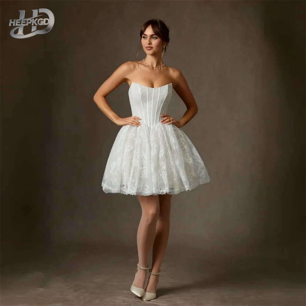 Wunderschönes kurzes Ballkleid aus Spitze, rückenfreies Brautkleid mit Korsett, Neu 2026, Großhandel Brautkleider Robe De Mariee