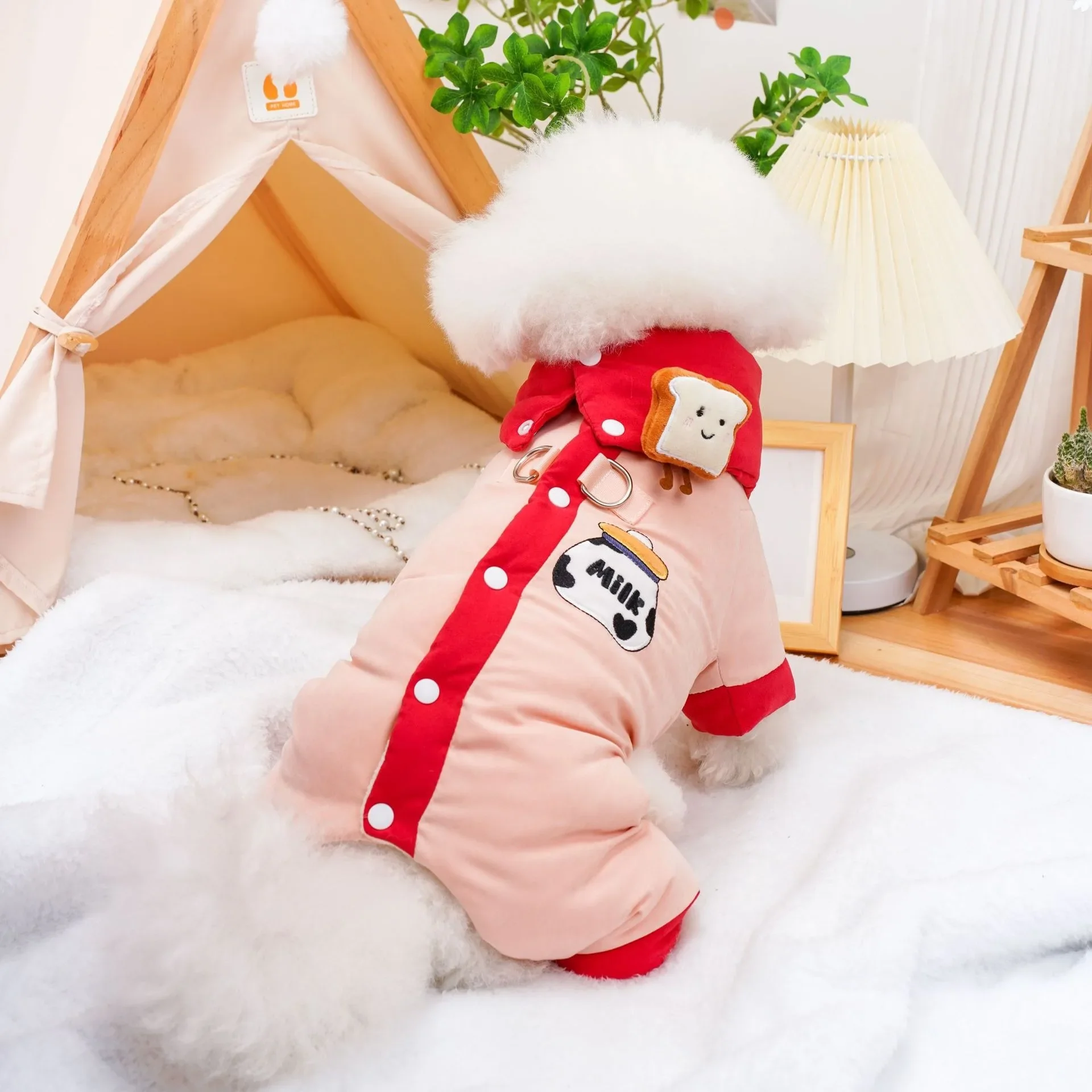 Autumn and Winter Four Legged Coat for Dogs Pets Cats Parkas Coats MiIK Toast Toys Warm Compared To Bear Jumpsuit Puppy Clothes