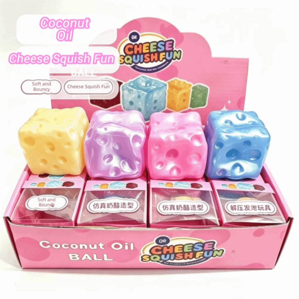 Pearlescent Cheese Cheese Squishy Toy Slow Rebound Soft Squeeze Cheese Fidget Toy Shapeable Super Stretch Slow Rebound Toy