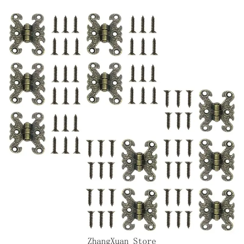 Kleine Holzkistenscharniere, 10 dekorative Metalleinheiten zur Schmuckaufbewahrung, Geschenkverpackung und Schatzkisten 3XUF – Detail 7