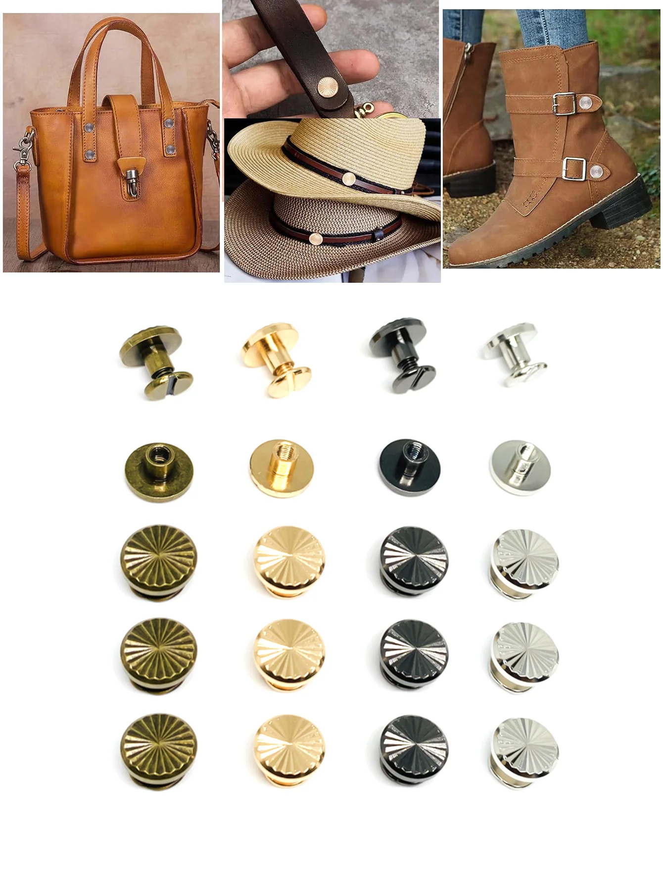 DIY Copper Rivets for Leather Crafting Flat round Metal Studs round Rivet Flat Head Screws for DIY Clothes Leather Belt