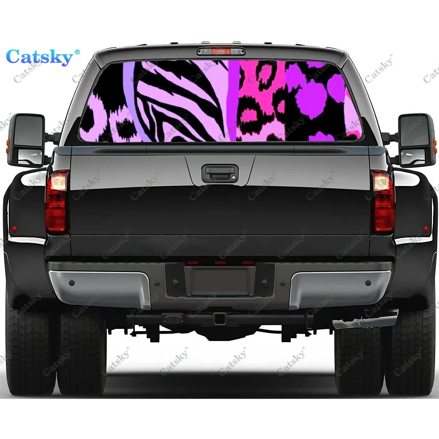 Colored Cow Spot Map Printing Rear Window Stickers Windshield Decal Truck Rear Window Decal Universal Perforated Vinyl Graphic