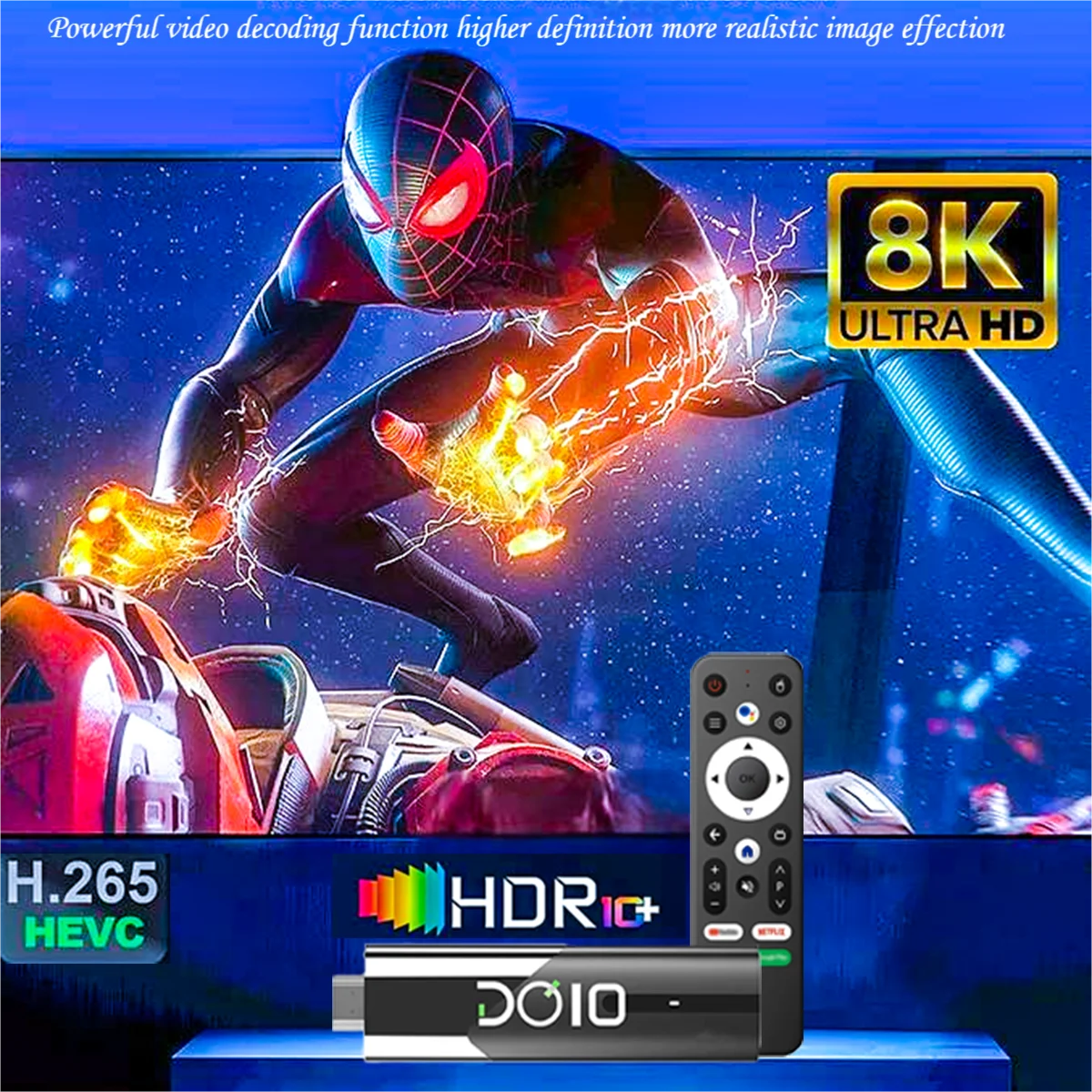 DQ10 TV Stick Android13 Support 8K Video 4K Wifi6 Allwinner H618 Quad Core Cortex A53 Voice 3D Google YouTube Android TV stick