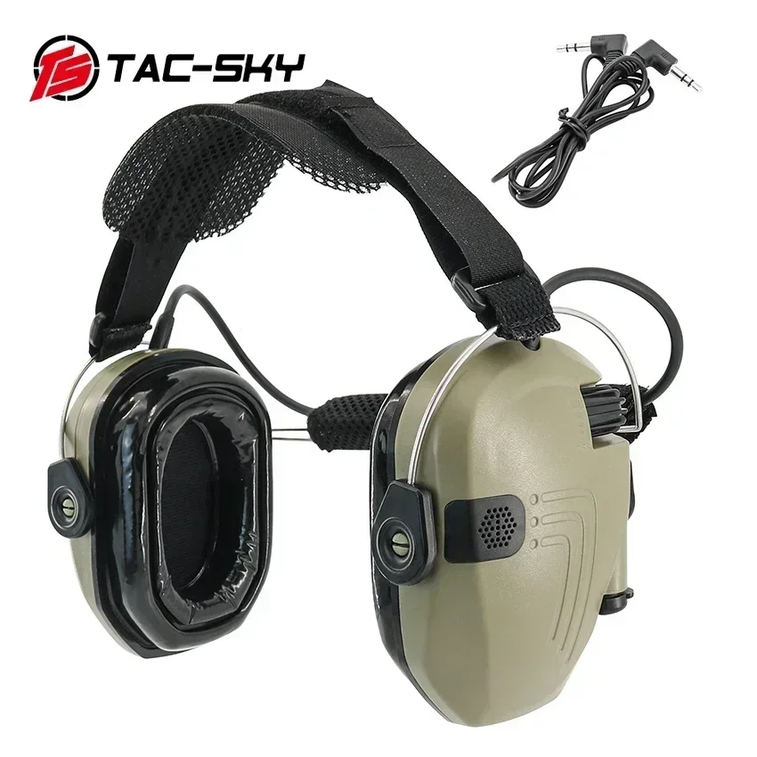 

TS TAC-SKY Tactical Electronic Airsoft Shooting Headset with Rear Headband, Gel Ear Cushions and Hearing Protection Earmuffs.