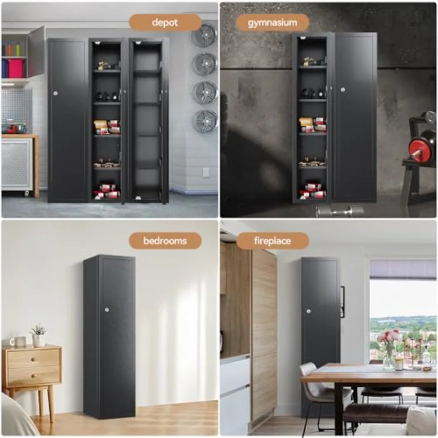 59인치 높이의 가정용 금고, 대용량 캐비닛, 빠른 접근 기능, 조절 가능한 서랍 및 탈착식 선반 포함