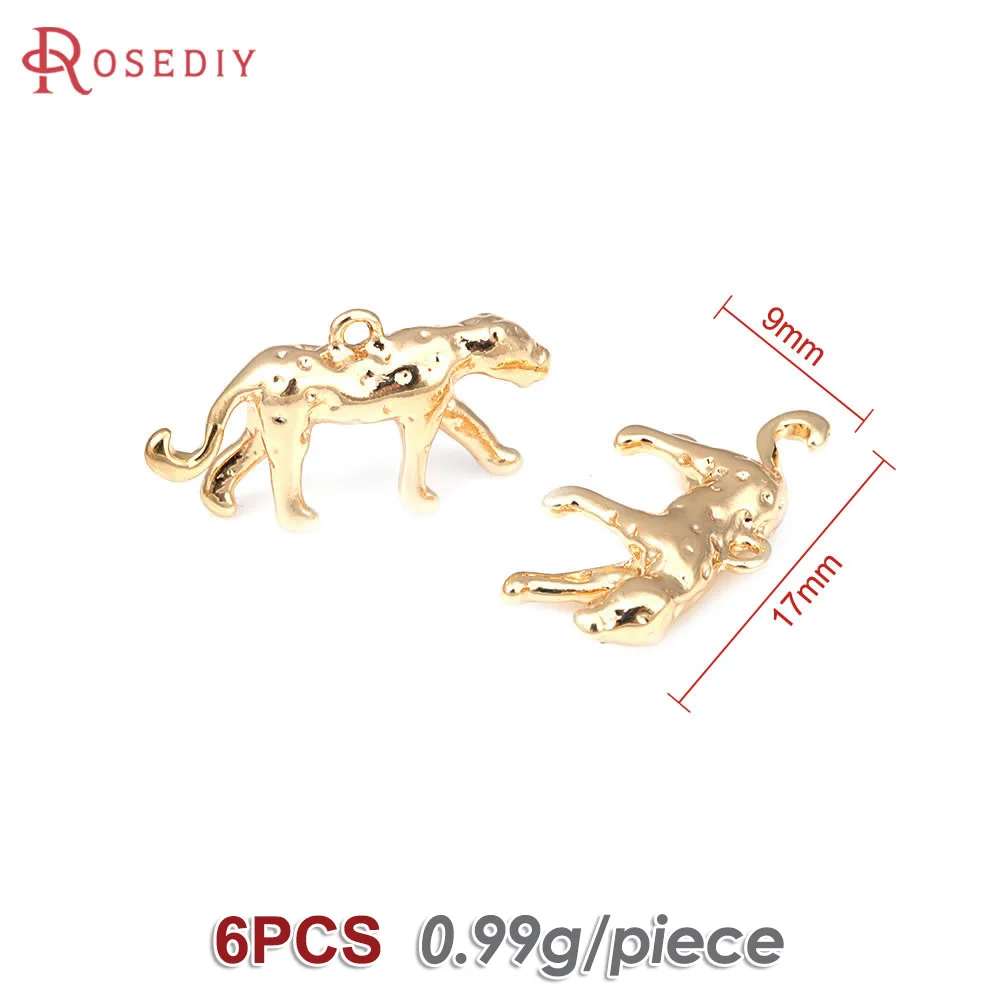 6PCS 18K Gold Color Brass Leopard Charms Pendants High Quality Necklace Earrings Jewelry Accessories Rosediy official-website