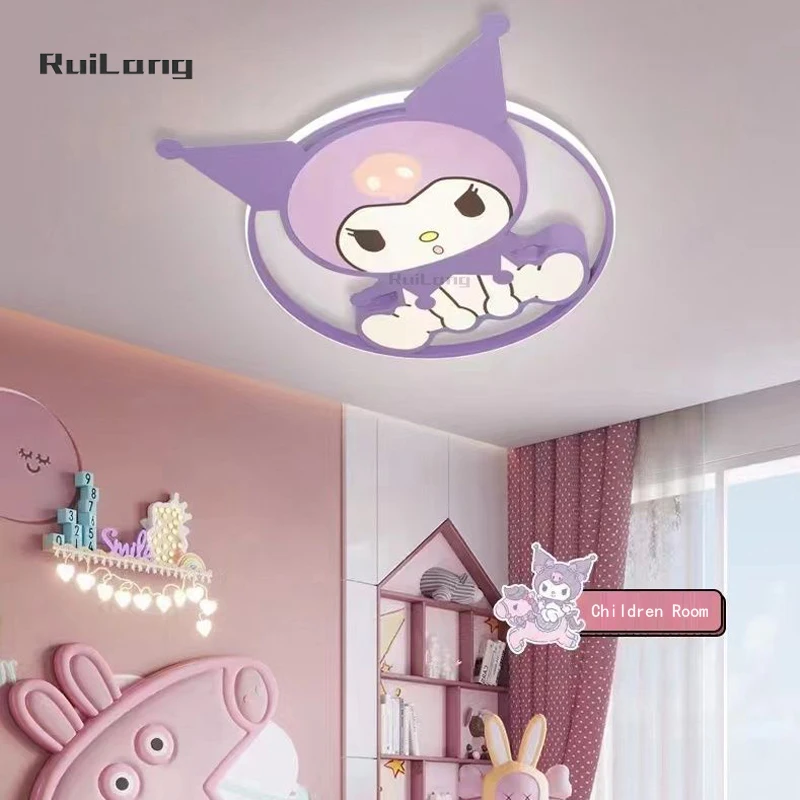 Kawaii Rabbit Ceiling Light Kids Bedroom Study Cartoon Cute Purple Kulomi Animal Baby Chandelier Girls Room Ceiling Lamp Plafon