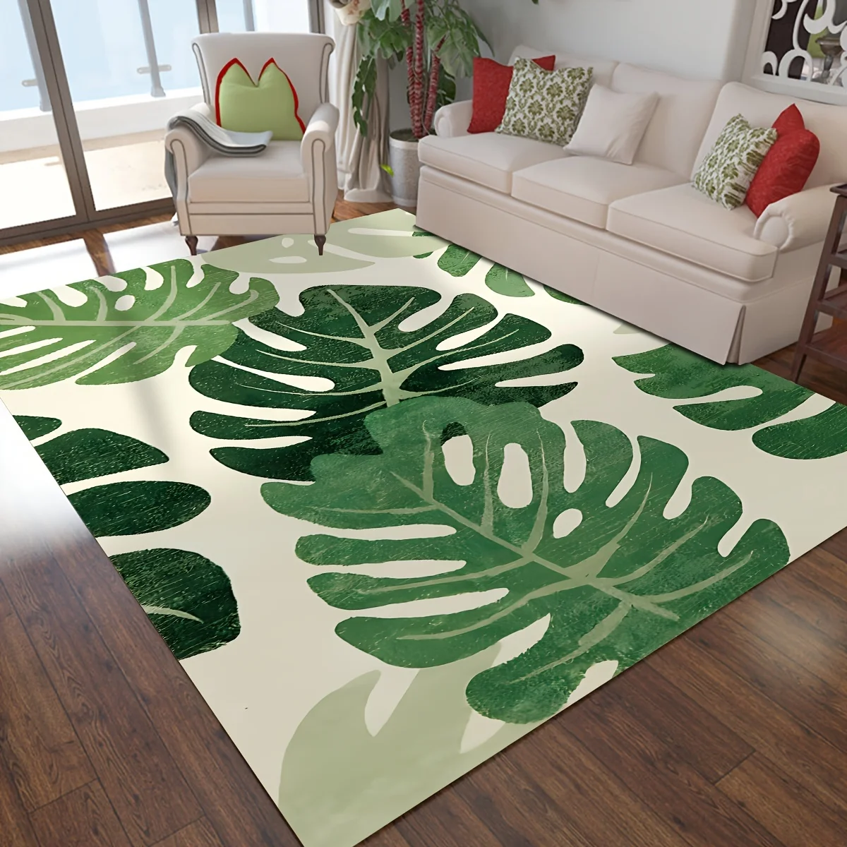 VIKAMA Tropical Rainforest Leaf Carpet Large Area Rug Living Room Carpet Soft Doormat Welcome Mat Study Room Carpet Home Decorat