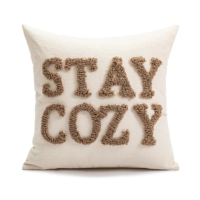 Chenille Letter Loop Velvet Cushion Cover for Sofa Nordic Style Living Room Soft Throw Pillow Cover Home Decoration Ins Chic