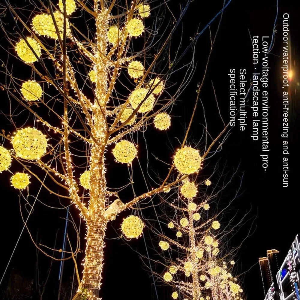 New Year 20CM Hanging Light LED Light Multiple Colors Rattan Ball Fairy Light String Tree