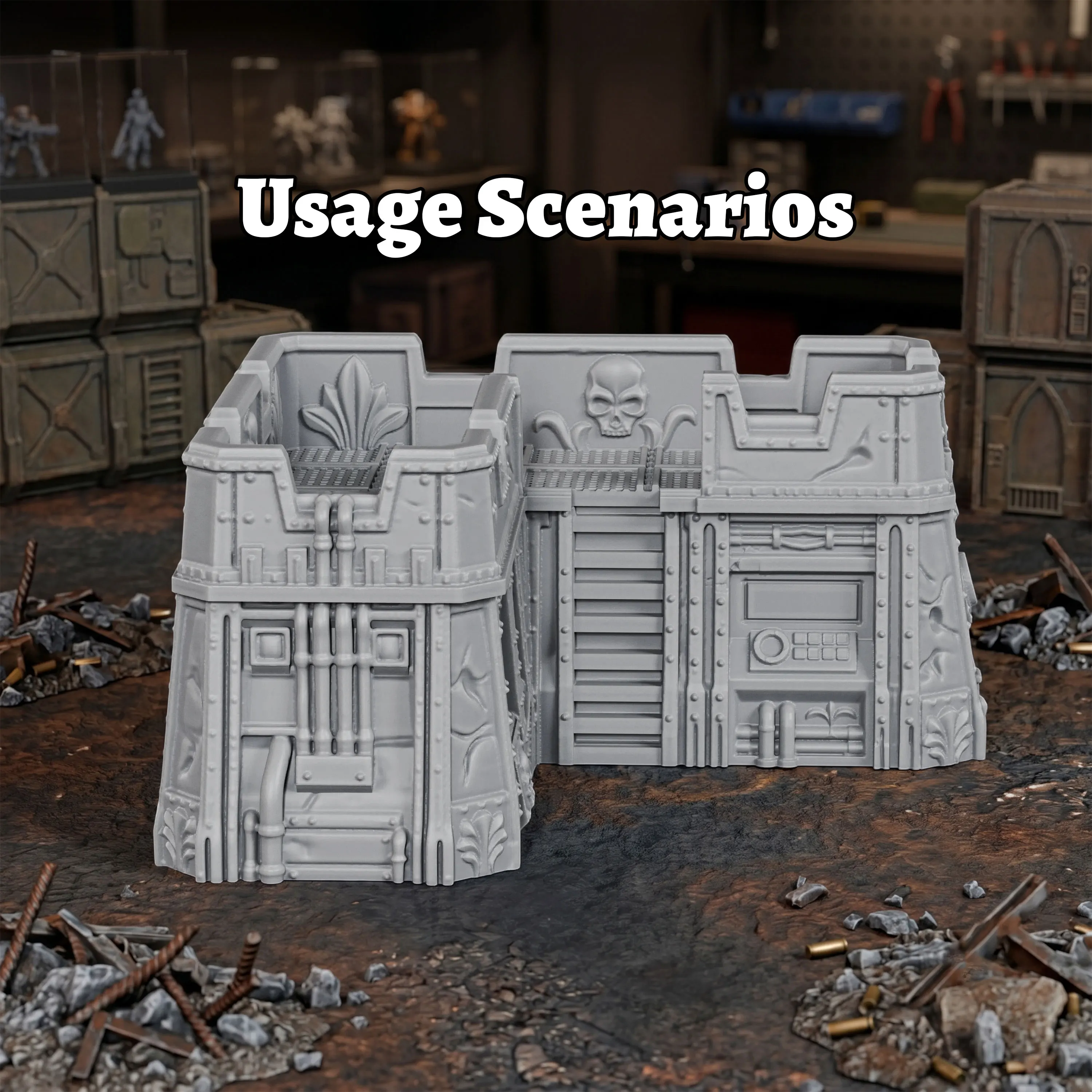 Sci-Fi Gothic Tactical Corner Terrain Set, Defensive Fortification Scenery for TTRPG Role Play Game, 28mm/1:56 Scale