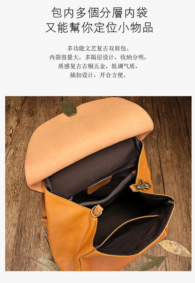 PNDME Simple vintage first layer cowhide ladies' backpacks outdoor travel designers handmade genuine leather women's schoolbag