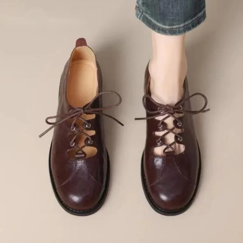 

Женские повседневные лоферы на шнуровке, женские сандалии на плоской подошве, трендовые летние модельные туфли из мягкой кожи, удобные женские туфли Zapatillas