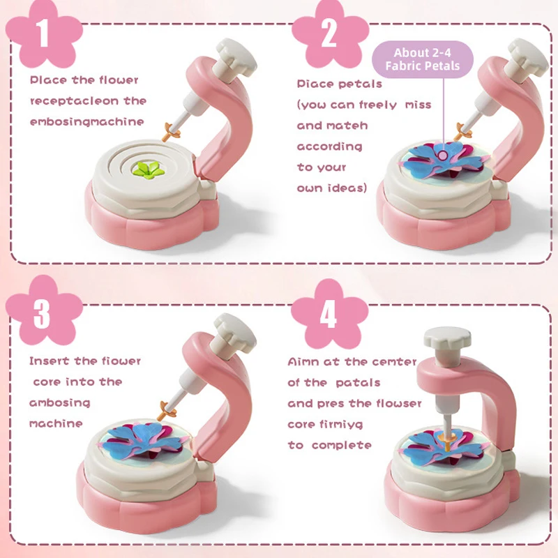Bouquets de fleurs en tissu créatifs, jouets artisanaux pour enfants, Machine à gaufrer éducative faite à la main, jouet pour filles, cadeau d'anniversaire et de noël, DIY