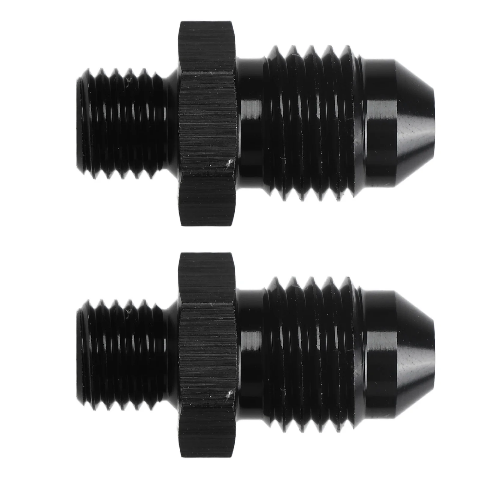 

1 Pair AN4 to M8 Oil Cooler Fitting Adapter Black - Universal Turbo Oil Line Connector