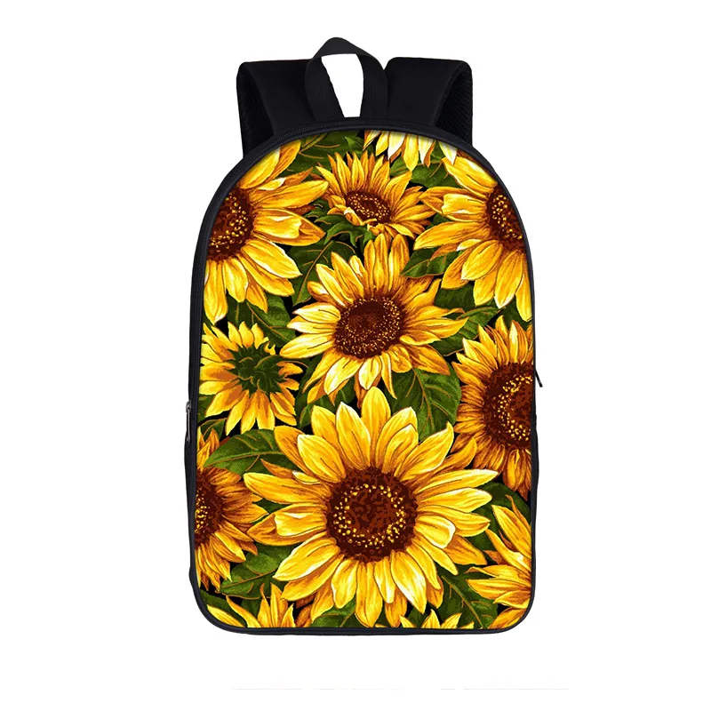 Mochila de girassóis flores amarelas, mochilas escolares para meninas adolescentes, sacos de viagem para criança, 16 polegadas, mochila para laptop, melhor presente