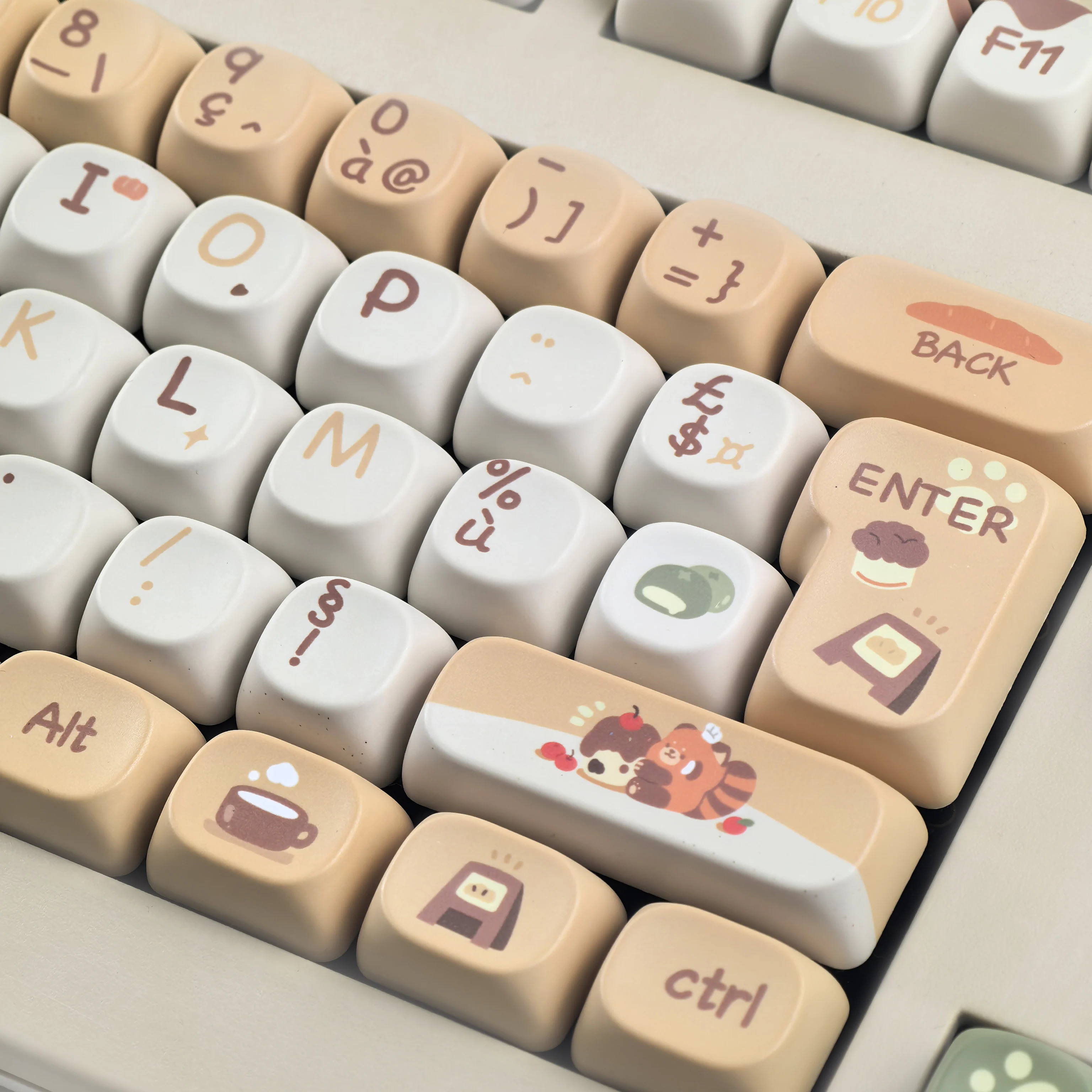 MOA Keycaps Red Panda Coffee House Cute Retro Color Keycaps For Mechanical Keyboard Accessories Keycap Set
