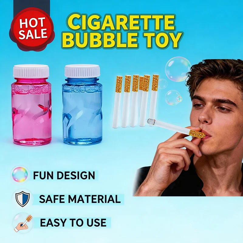 

2026 new hot Funny Cigarette Bubble Toy With Bubble Liquid Metal Smoking Machine Outdoor Portable Party Small Gift