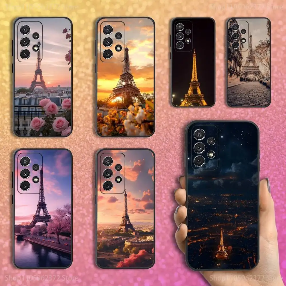 

Romantic Paris Eiffel Tower Phone Case For Samsung S25,S24,S23,S22,S21,S20,S10,Ultra,Plus,Lite,FE,Soft Silicone Black Cover