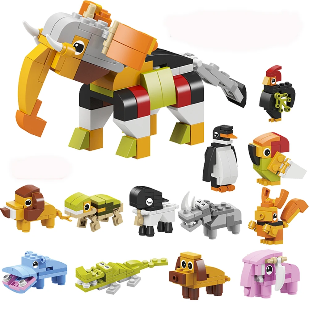 12 in 1 Mini Animal Building Block Set,Building Brick Stem Toys for Kids