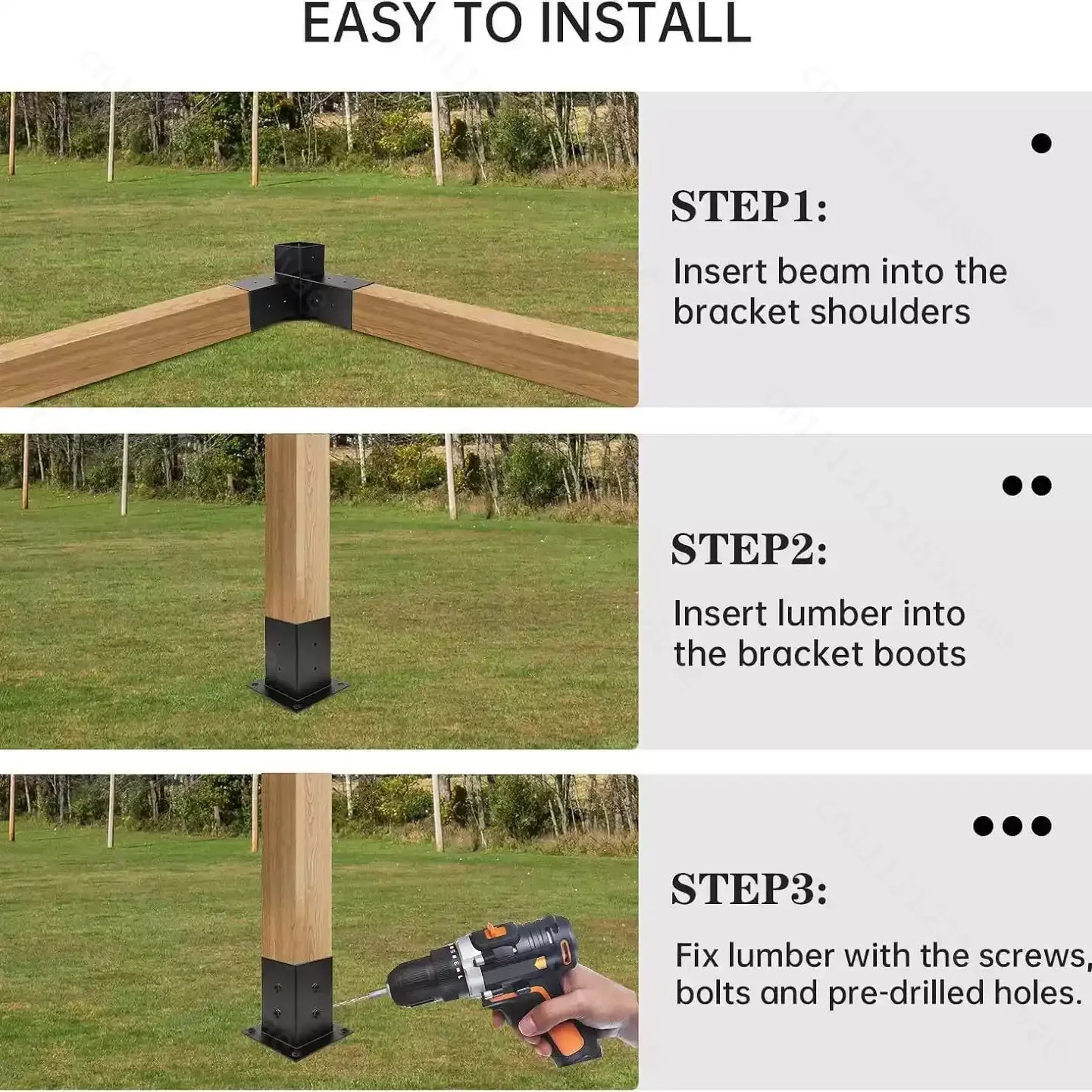 Gazebo Wooden Post Bracket, Pavilion Connector Hardware Kit, Canopy Base Mounting Fitting for Woodworking