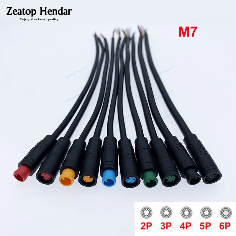 2Pcs 2 3 4 5 6 Pin M7 Electric Bicycle Butt Joint Plug Wiring Line Scooter Brake Cable Pluger Signal Connecting Sensor Wire 20CM