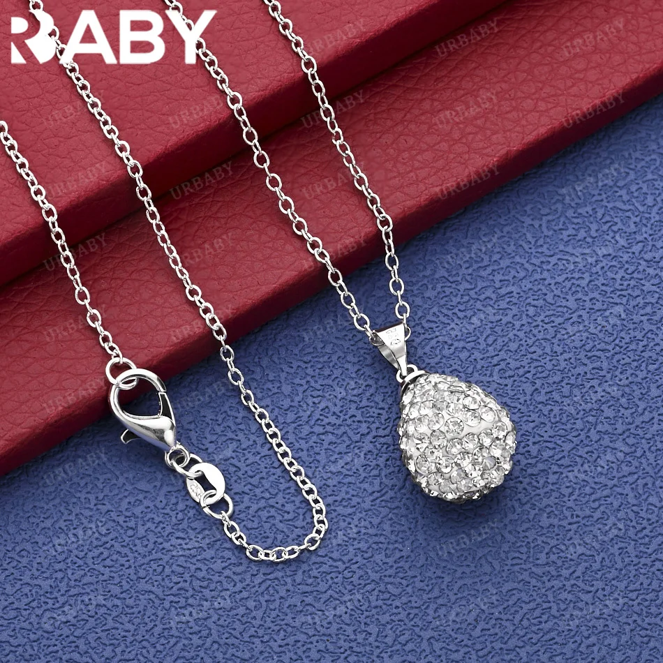 

URBABY 40-75cm 925 Sterling Silver Zircons Water Drop Pendant Necklace Creativity Gifts Street All-match Party