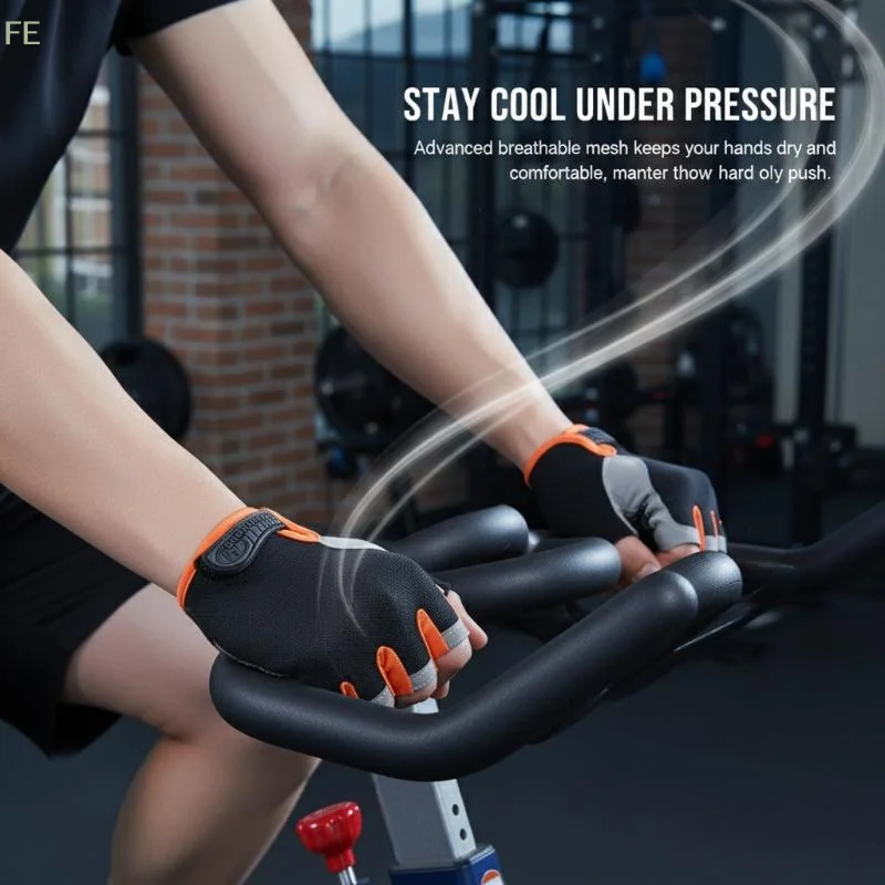 

[F] Half Finger Cycling Gloves Men Women Anti Slip Shock Breathable Summer Bicycle Fingerless Sports Gym Training Bike