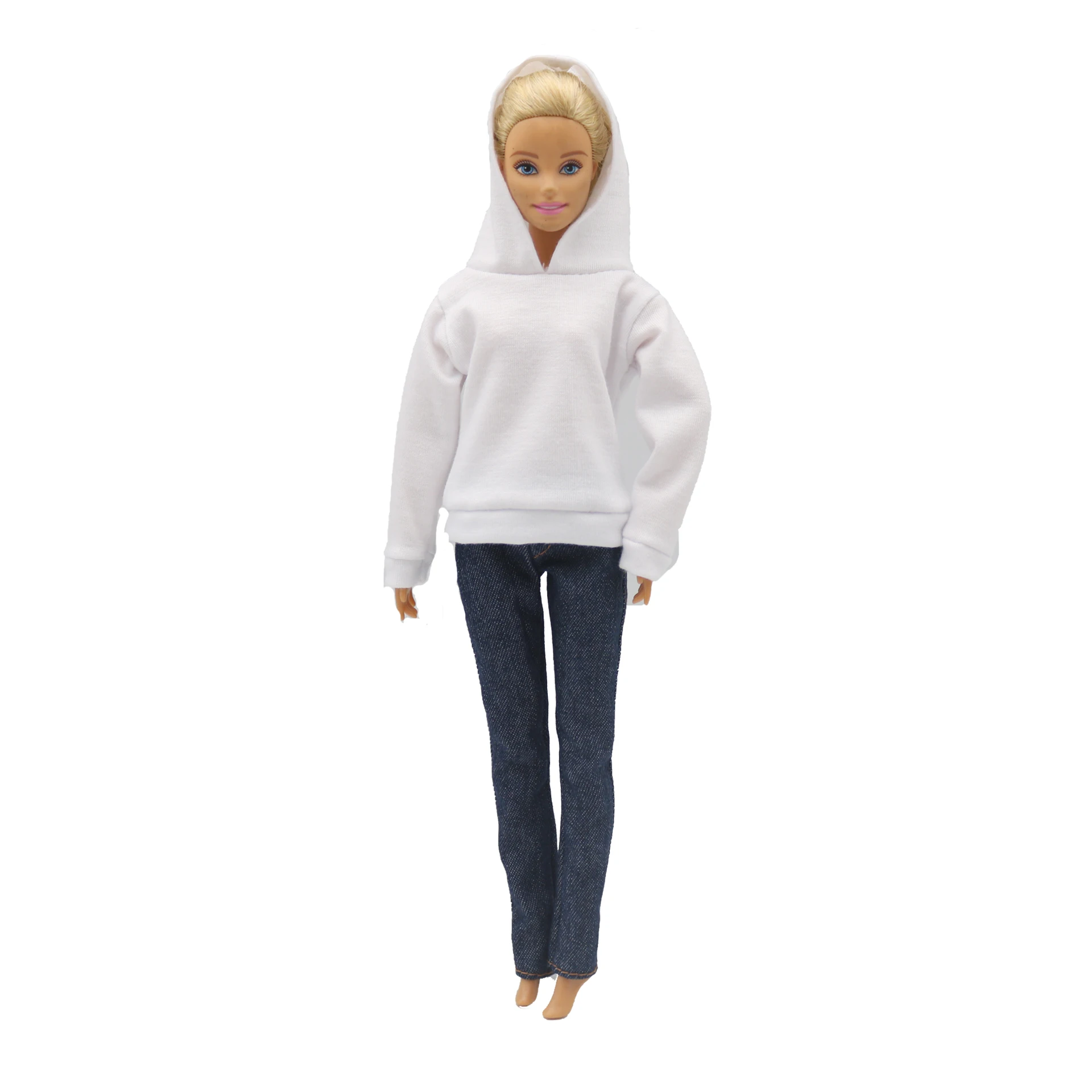 Conjunto de pantalones cortos para muñeca, Sudadera con capucha simple y suelta de manga larga, ropa de uso diario para Barbies, accesorios para