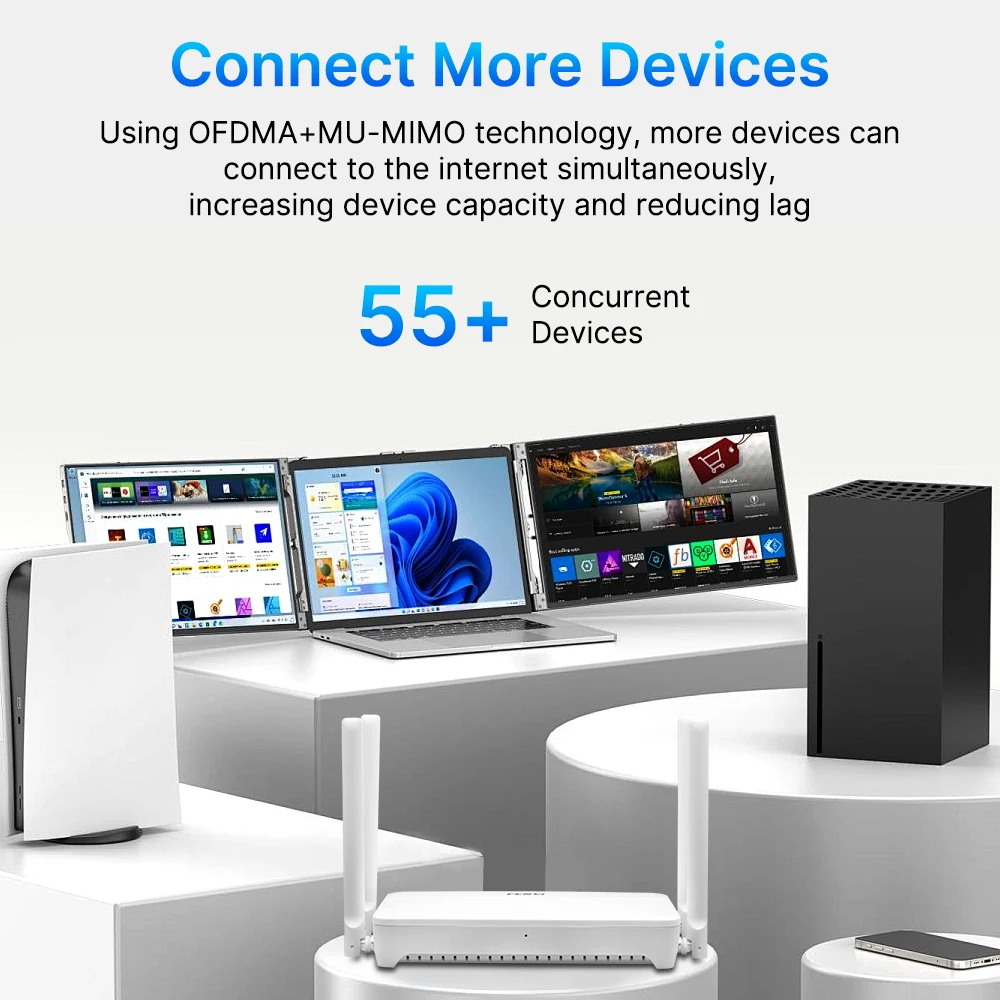 FENVI AX1500 Wi-Fi 6 Router Dual Band Gigabit Ports 4 Antennas Mesh Support Strong Signal Smart Router with EU/US Plug for Home